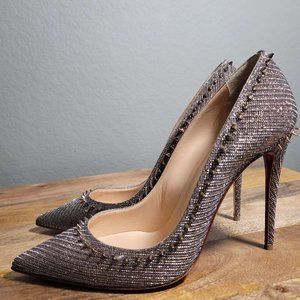 Christian Louboutin Anjalina Glitter Chain Spike Pumps Heels
